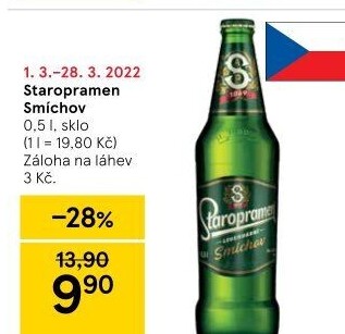 Pivo světlé výčepní 10° Smíchov Staropramen