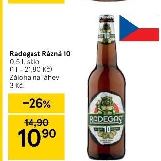 Pivo světlé výčepní Rázná 10° Radegast