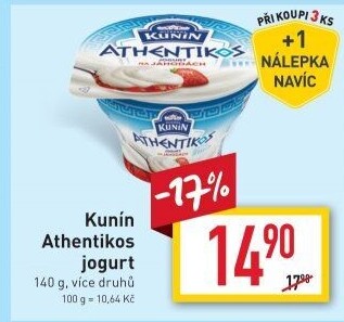 Jogurt ochucený řeckého typu Athentikos Kunín