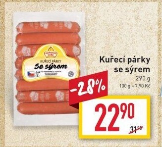 Párky kuřecí se sýrem Vodňanské kuře