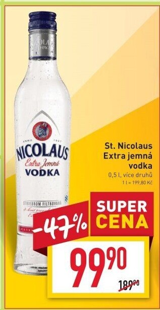 Vodka extra jemná St. Nicolaus