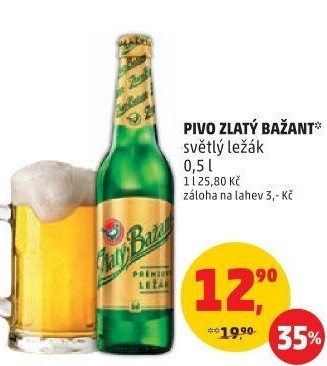 Pivo světlý ležák 12° Zlatý Bažant