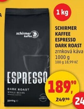 Zrnková káva Espresso Dark Roast Schirmer