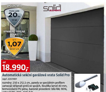 Garážová vrata sekční Solid Elements