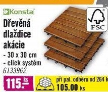 Dřevěná dlaždice Konsta