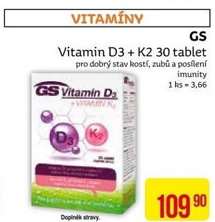 Doplněk stravy Vitamín K2+D3 GS
