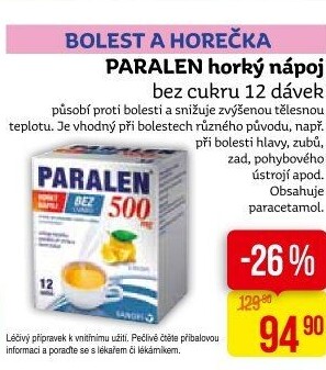 Horký nápoj bez cukru Paralen