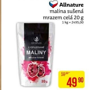 Mrazem sušené maliny Allnature