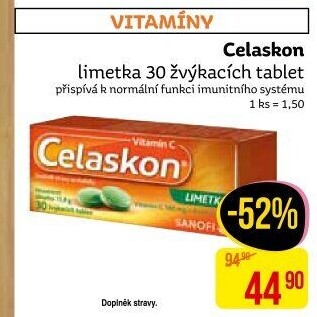 Tablety žvýkací vitamín C Celaskon