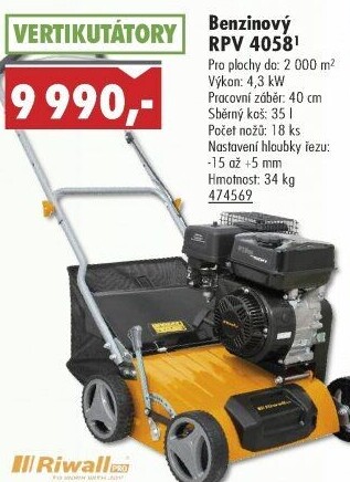 Vertikutátor benzinový Riwall RPV 4058