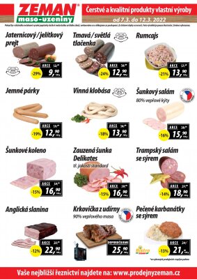 akční leták ZEMAN maso - uzeniny 7.3.2022-12.3.2022