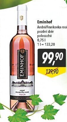Víno Frankovka - André Rosé Cuvée Eminhof Diana Moravia - pozdní sběr