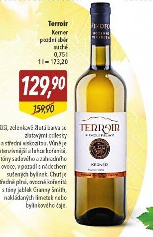 Víno Kerner Terroir Vinofol - pozdní sběr