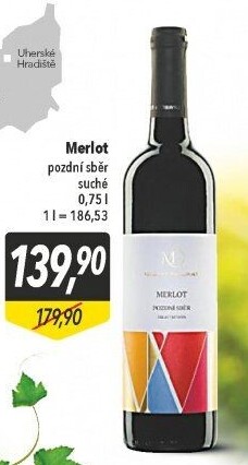 Víno Merlot Vinselekt Michlovský - pozdní sběr