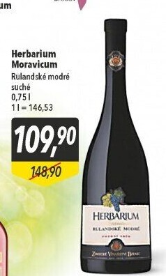 Víno Rulandské modré Herbarium Moravicum Zámecké vinařství Bzenec - pozdní sběr