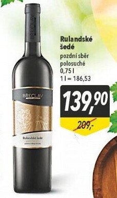 Víno Rulandské šedé Vinařství Břeclav - pozdní sběr