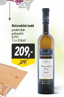 Víno Rulandské šedé Vinofol - pozdní sběr
