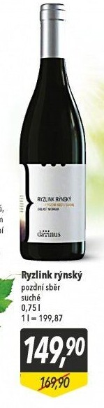 Víno Ryzlink rýnský Davinus - pozdní sběr