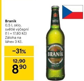 Pivo světlé výčepní 10° Braník