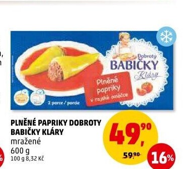 Papriky plněné v rajské omáčce mražené Dobroty babičky Kláry