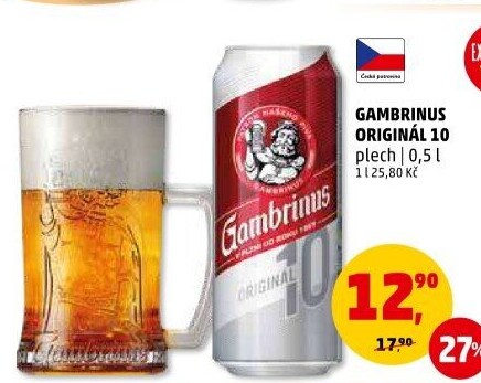 Pivo světlé výčepní Originál 10° Gambrinus
