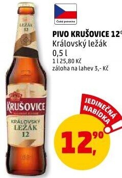 Pivo světlý ležák Královská 12° Krušovice