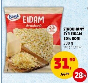 Sýr Eidam 30% strouhaný Boni