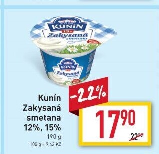 Zakysaná smetana Kunín 12%