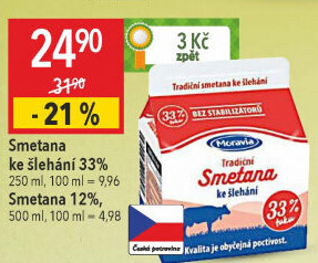 Smetana ke šlehání 33% Moravia