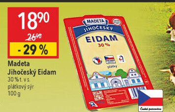 Sýr Eidam Jihočeský 30% Madeta