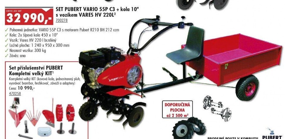 Kultivátor Pubert Vario 55PC3 s vozíkem
