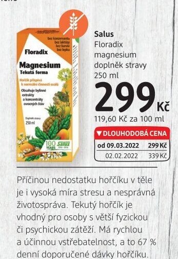 Doplněk stravy tekutý Magnesium Floradix Salus