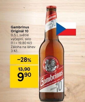 Pivo světlé výčepní Originál 10° Gambrinus