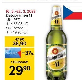 Pivo světlý ležák 11° Zlatopramen