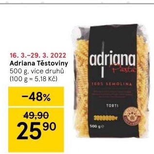 Těstoviny semolinové Adriana