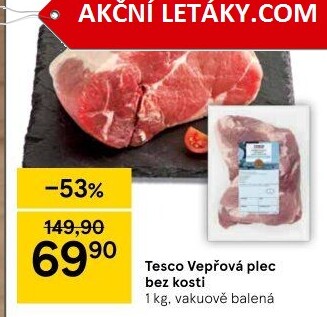 Vepřová plec bez kosti Tesco