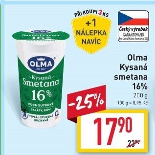 Smetana zakysaná Olma 16%