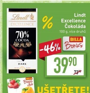 Čokoláda Excellence Lindt