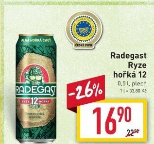 Pivo světlý ležák 12° Ryze hořká Radegast