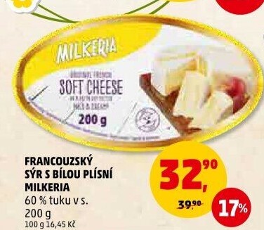 Francouzský sýr s bílou plísní Milkeria