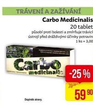 Tablety aktivní uhlí Carbo Medicinalis
