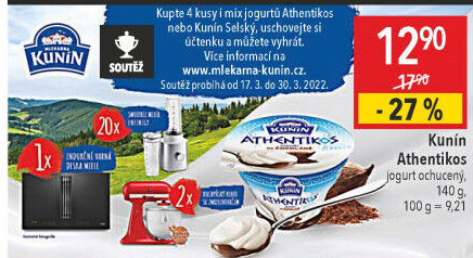 Jogurt ochucený řeckého typu Athentikos Kunín