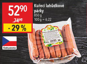 Párky kuřecí lahůdkové DZ Klatovy