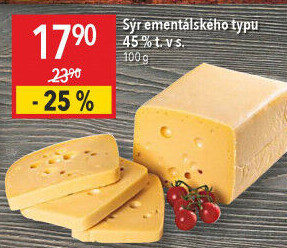 Sýr ementálského typu 45%
