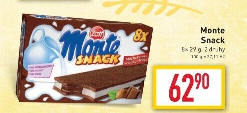 Dezert mléčný Monte Snack Zott