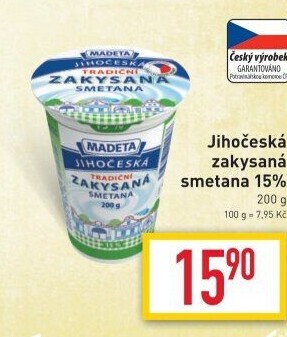 Smetana zakysaná Jihočeská Madeta 15%