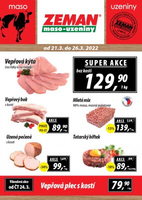 akční leták ZEMAN maso - uzeniny 21.3.2022-26.3.2022