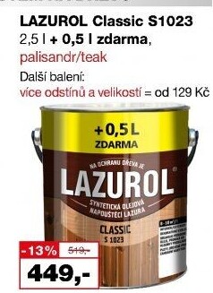 Lazura na dřevo Classic Lazurol