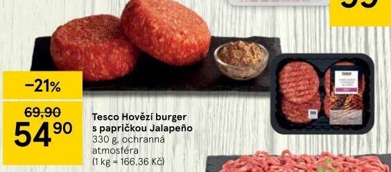 Hovězí burger Jalapeňo Tesco
