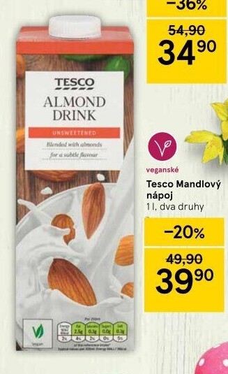 Nápoj mandlový Tesco